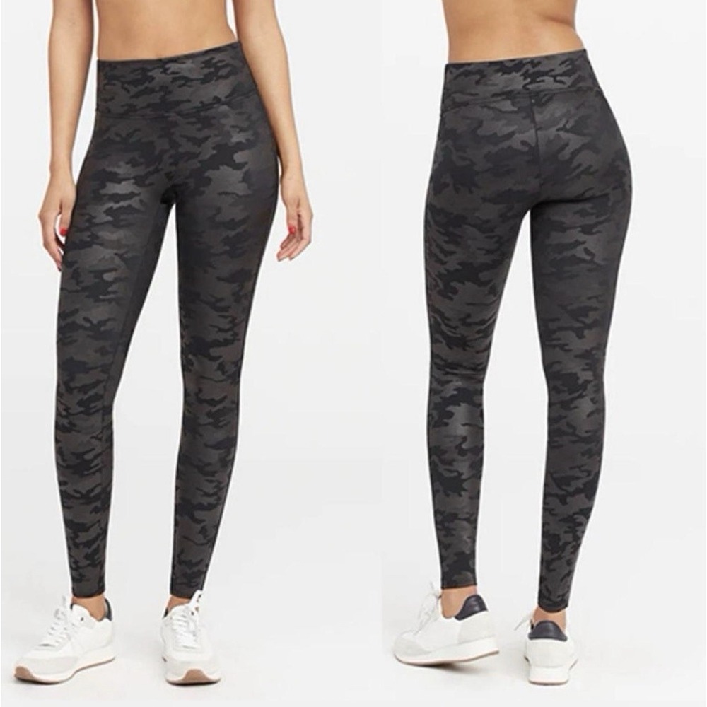 Spanx Leggings‎ Size 1X XL Look at Me Now High-Waisted Seamless Black Gray Camo